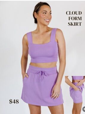 Salt Project Lilac Cloud Form Athletic Pickleball Tennis Skirt Skort New